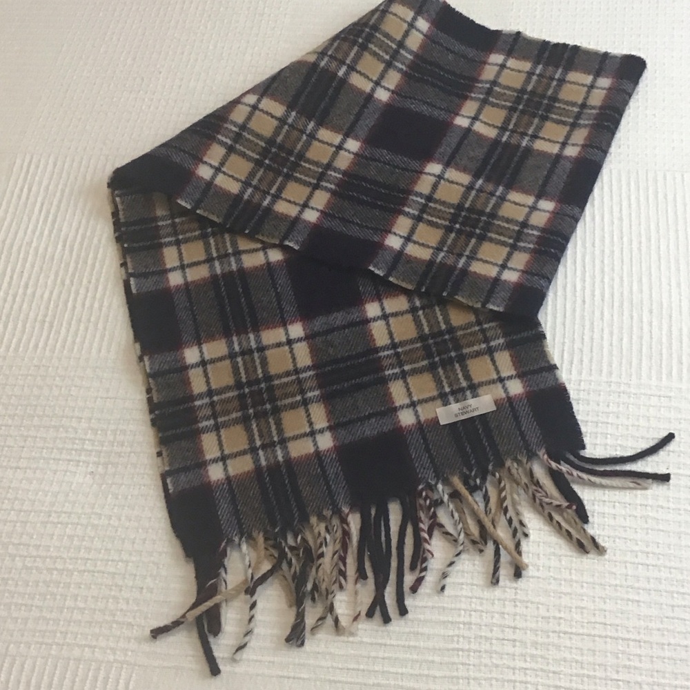 Tartan Navy Stewart Plaid Wool Scarf